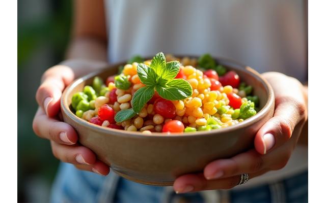 A person enjoying a mindful, healthy meal