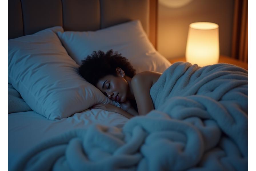 Person sleeping peacefully in a comfortable bed